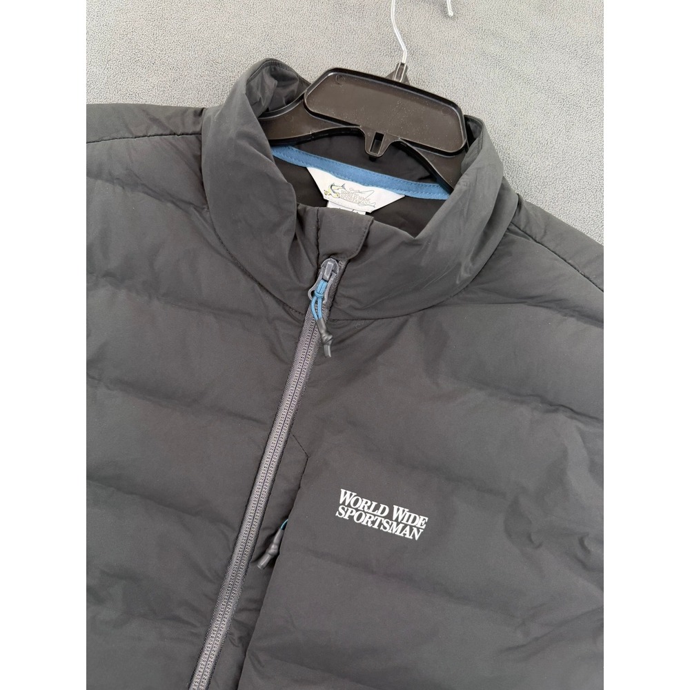 World Wide Sportsman Puffer Vest Mens 2XL Black Quilted Full Zip Recycled Fill